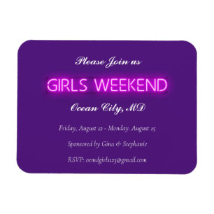 GIRLS WEEKEND Neon LED Sign Invitation Briefkaart Magneet