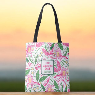 Girl's Weekend Preppy Alligator Wijn Roze Groen Draagtas
