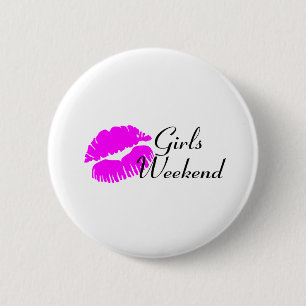 Girls Weekend (roze lips) Ronde Button 5,7 Cm