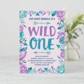 Girls Wild One Waterverf Boho 1e verjaardag Kaart (Staand voorkant)