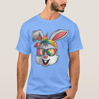 Girls Womens Kinder Bunny Face Tie Dye Glasses Eas T-shirt