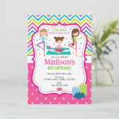 Girls Yoga Birthday Invitation (Debout devant)