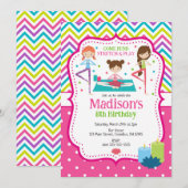Girls Yoga Birthday Invitation (Devant / Derrière)