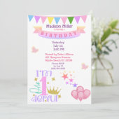 Girly 1and Wonderful Birthday Party Kaart (Staand voorkant)