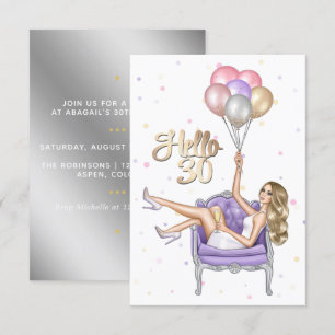 Girly 30th Birthday Party Invitation Kaart