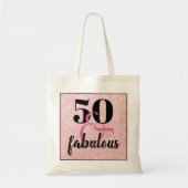 Girly 50 & Fabulous Birthday Pink Glitter Tote Bag (Voorkant)