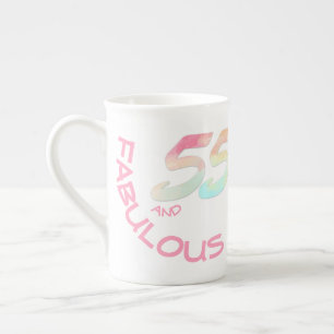 Girly 55th Birthday Rainbow Waterverf Typografie Porselein Kop