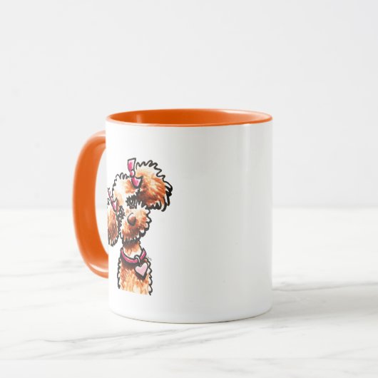 Girly Abriot Poodle Off-Leash Art™ Mok (Voorkant links)