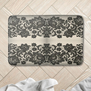 girly abstract paris zwart kanten patroon badmat