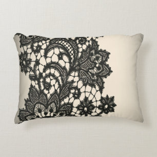 girly abstract paris zwart kanten patroon decoratief kussen