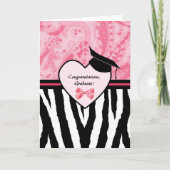 Girly Afstuderen Felicitaties Zebra Pattern Kaart (Voorkant)