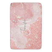 Girly Agate Pink Glitter Blush Monogram Badmat (Voorkant Verticaal)