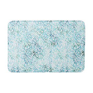 Girly Aqua Blauw Glam Luipaard Print Badmat