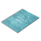 Girly Aqua Blue Glitzy Sparkle Notitieboek (Linkerzijde)