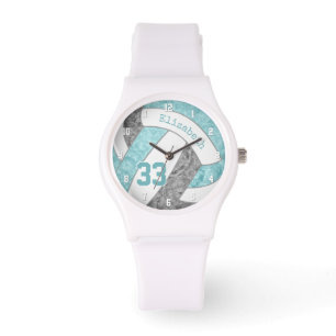 girly aqua gray douanesvolleyball horloge