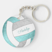 girly aqua gray keepomwille volleyball giften sleutelhanger (Achterkant)