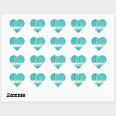 Girly Aqua Mint Glam Glitzy Tinsel Stripes Hart Sticker (Vel)