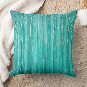 Girly Aqua Mint Glam Glitzy Tinsel Stripes Kussen