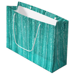 Girly Aqua Mint Glam Tinsel Stripes Groot Cadeauzakje