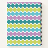 Girly Aqua Paarse geometrische patroon monogram Notitieboek (Achterkant)