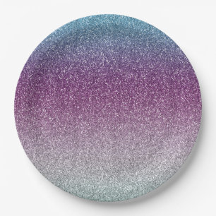 Girly Aqua Paarse Mint Pink Glitter ombre Papieren Bordje