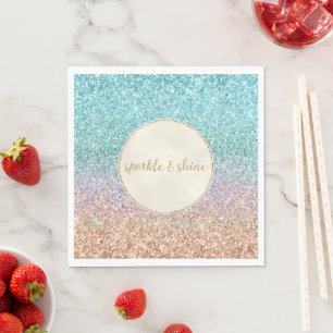 Girly Aqua Peach Gold Paars Mint Mermaid Glitter Servet