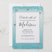 Girly Aqua Silver Glitter Sparkle Mermaid Kaart (Voorkant)