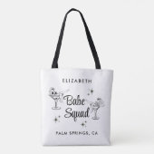 Girly Babe Squad Witte Bachelorette-feestje Draagtas (Achterkant)