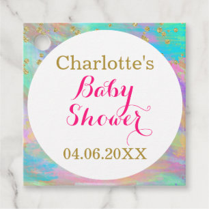 Girly Baby shower Colorful Unicorn Gold Glitter Bedankjes Labels
