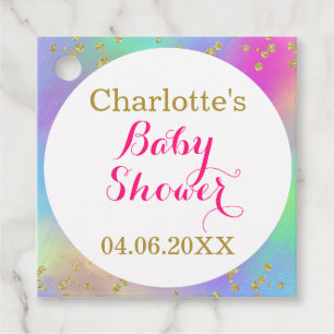 Girly Baby shower Colorful Unicorn Gold Glitter Bedankjes Labels