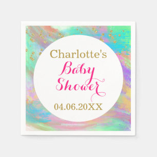 Girly Baby shower Colorful Unicorn Gold Glitter Servet