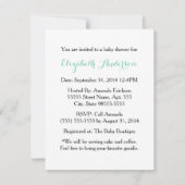 Girly Baby shower Leuke Mint Groene Paraplu en Boo Kaart (Achterkant)