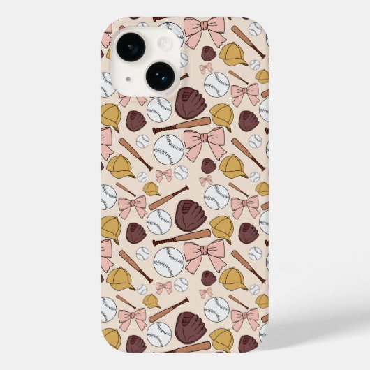 Girly Baseball Bow Pattern Phone Case (Achterkant)