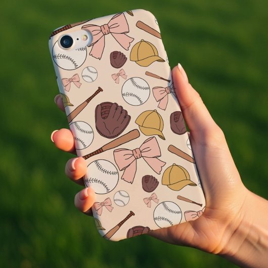 Girly Baseball Bow Pattern Phone Case