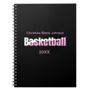 Girly Basketbalster Roze Typografie Notitieboek