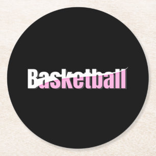 Girly Basketbalster Roze Typografie Ronde Kartonnen Onderzetter