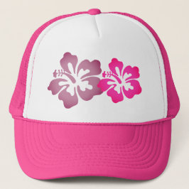 Girly Beachy Hibiscus Flowers Hot Pink Trucker Hat Pet