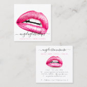 Girly Beauty Lips White Vierkante Visitekaartje (Voorkant / Achterkant)