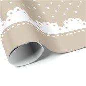 Girly Beige and White Polka Dot Lace Pattern Cadeaupapier (Rol Hoek)
