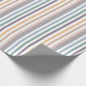Girly Beige Blue Wide Horizontal Stripes Pattern Cadeaupapier (Hoek)