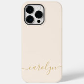 Girly Beige Monogram Modern Script Persoonlijk Case-Mate iPhone Case (Achterkant)