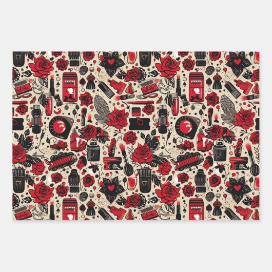 Girly betegelde partij patroon inpakpapier vel (Voorkant 3)