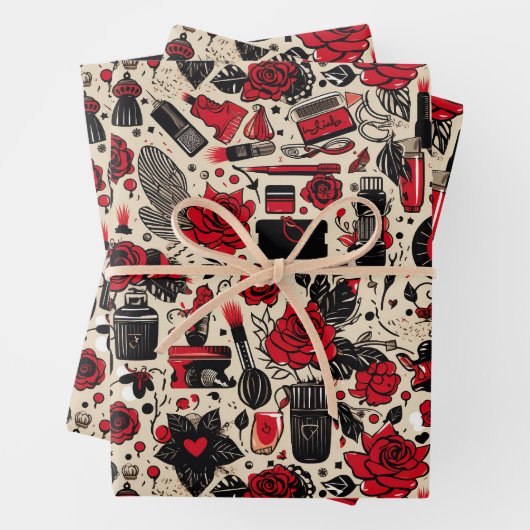 Girly betegelde partij patroon inpakpapier vel (In situ)