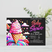 Girly bewerkbaar Ice Cream Baby shower Kaart (Staand voorkant)