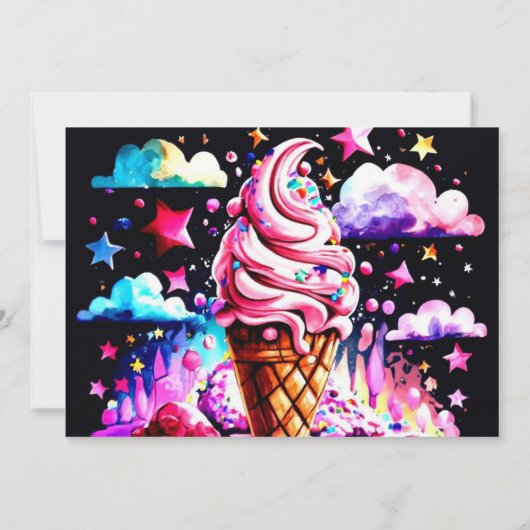 Girly bewerkbaar Ice Cream Baby shower Kaart (Achterkant)