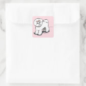 Girly Bichon Frise Vierkante Sticker (Tas)