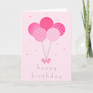 Girly Birthday-ballonnen met zwarte roze Kaart