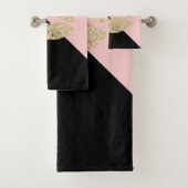 Girly Black Blush Pink Chic Glitter Lips Bad Handdoek (Insitu)