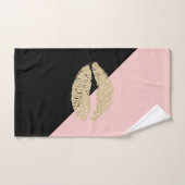 Girly Black Blush Pink Chic Glitter Lips Bad Handdoek (Handdoek)