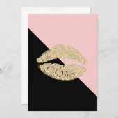 Girly Black Blush Pink Chic Glitter Lips Bedankkaart (Voorkant / Achterkant)